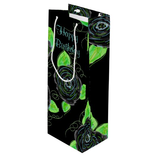 背の高い細い抱き枕イン黒とティール(緑がかった色) ワインギフトバッグ (正面アングル)