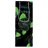 背の高い細い抱き枕イン黒とティール（緑がかった色） ワインギフトバッグ (正面)