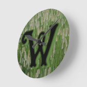 背の高い緑の草種 ラウンド壁時計 (傾斜)