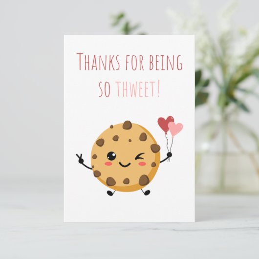 背の高い縦向き笑顔クッキー先生サンキューカー サンキューカード (スタンド正面)