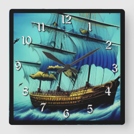 背の高い航海の船 スクエア壁時計