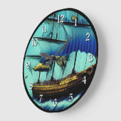背の高い航海の船 ラージ壁時計 (傾斜)