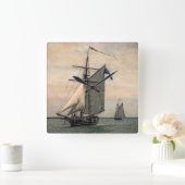 背の高い船舶フェスティバル、デジタル変更 スクエア壁時計 (ホーム)