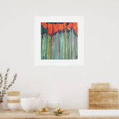 背の高い草に赤い花 ポスター (キッチン)