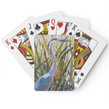 背の高い草の中の水彩アートブルーヘロン