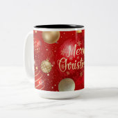 背の高い赤いクリスマスマグ ツートーンマグカップ (正面左)