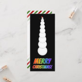 背の高い雪だるま+「聖降誕祭お目出とう!」 レインボー文字 カード (正面/裏面インサイチュ)