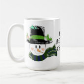 背の高い黒い帽子をかぶった雪だるま コーヒーマグカップ (左)