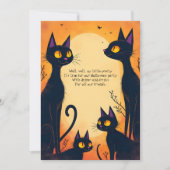 背の高い黒猫のハロウィンパーティー 招待状 (正面)