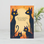 背の高い黒猫のハロウィンパーティー 招待状 (スタンド正面)