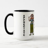 背の高い、中の女性と短い女性のマグカップを鑑賞する マグカップ (左)