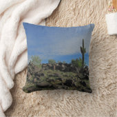 背の高いSaguaroサボテン砂漠の風景の写真 クッション (ブランケット)