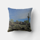 背の高いSaguaroサボテン砂漠の風景の写真 クッション (裏面)