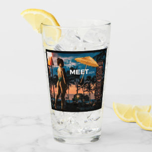 背の高いTikiMeet.com Glass with Island Girl タンブラーグラス