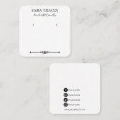 背エレガント部にソシアル付き四角イヤリングカード スクエア名刺 (正面/裏面)