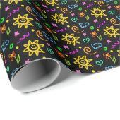 背カラフル景の子供へデザイン ラッピングペーパー (ロールコーナー)