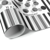 背パーソナライズされた白インスパイア誕生日 ラッピングペーパー (ロールコーナー)