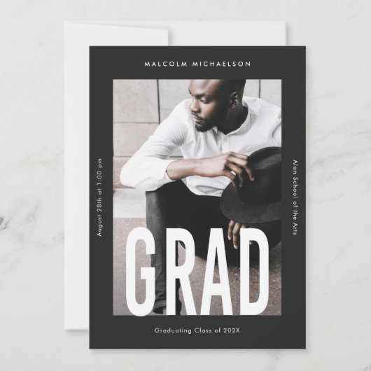 背モダン高One写真卒業 案内状 (正面)