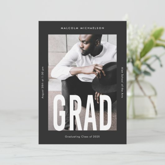 背モダン高One写真卒業 案内状 (スタンド正面)