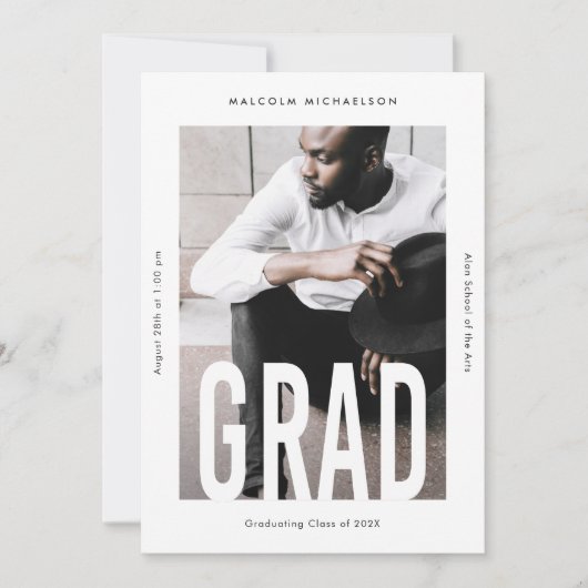 背モダン高One写真卒業 案内状 (正面)