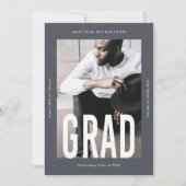 背モダン高One Photo Blue卒業 案内状 (正面)