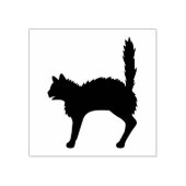 背中が曲がり尻尾が上がった怖い猫のシルエット ラバースタンプ (インプリント)