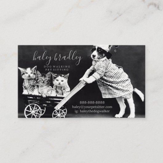 背中にカスタマイズ可能なペットドッグキャットシッティング 名刺 (正面)