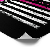 背中にピンク色のリボンのアメリカ国旗の乳がん ポスター (角)