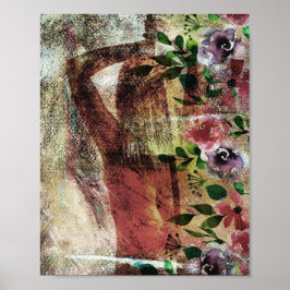 背中に刀を背負った女性の後ろから見る光景 ポスター