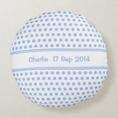 背中に可愛いパンダの青いスポット名 ラウンドクッション (裏面)