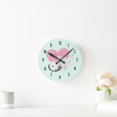 背中に大きなハートを背負って眠る甘い子ネコ ラウンド壁時計 (ホーム)