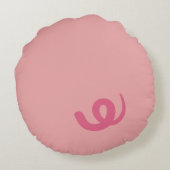 背中に尾を付けたかわいいピンク色の豚 ラウンドクッション (裏面)