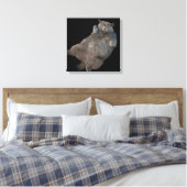 背中に敷設されるブリティッシュ・ショートヘアの太い猫 キャンバスプリント (インサイチュ (寝室))