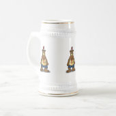 背中に立つ漫画のブラウンベア足 ビールジョッキ (正面左)