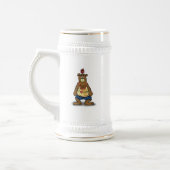 背中に立つ漫画のブラウンベア足 ビールジョッキ (左)