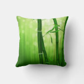 背中に《写真》ぼけ味淡い色の灯を付けた緑の竹 クッション (裏面)