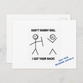 背中のスティッ得クマンが男性をスティック ポストカード (正面/裏面)