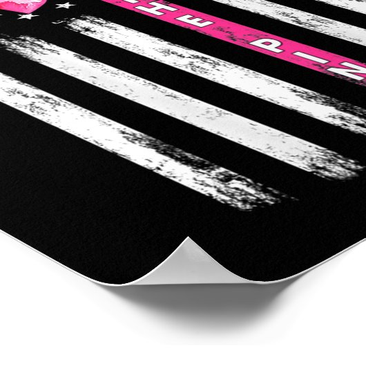 背中のピンクのリボンのアメリカ国旗の乳がんA ポスター (角)