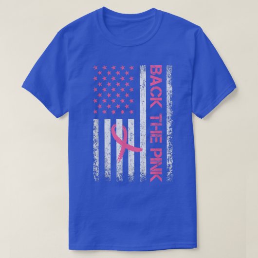 背中のピンクの乳がん認識度リボンUSA F Tシャツ (デザイン正面)