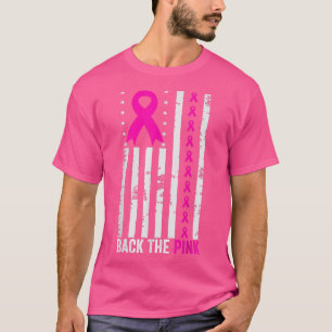 背中のピンクリボン旗乳がん認識度 Tシャツ