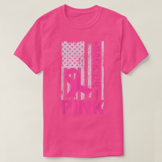 背中のピンクリボン旗乳がん認識度 Tシャツ (デザイン正面)
