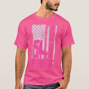 背中のピンクリボン旗乳がん認識度 Tシャツ