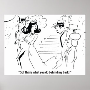 背中の奥でユーモアのある結婚 ポスター