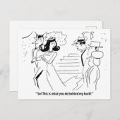 背中の奥でユーモアのある結婚 ポストカード (正面/裏面)
