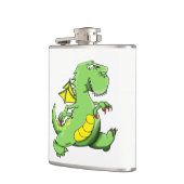 背中の歩くに漫画の緑のドラゴン足 フラスク (左)