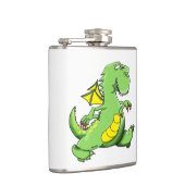 背中の歩くに漫画の緑のドラゴン足 フラスク (右)