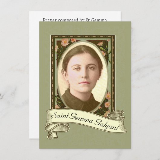 背中の痛みの聖カードの聖ジェムマ・ガルガニ聖人 エンクロージャーカード (正面/裏面)