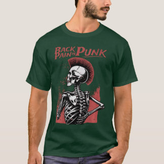 背中の痛みはパンクオールドパンクロッカースケルトンMohawk Tシャツ