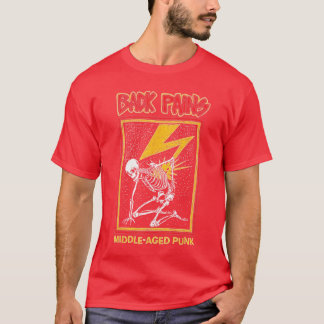 背中の痛み中年パンク Tシャツ
