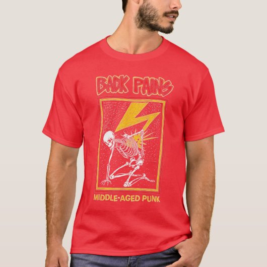 背中の痛み中年パンク Tシャツ (正面)